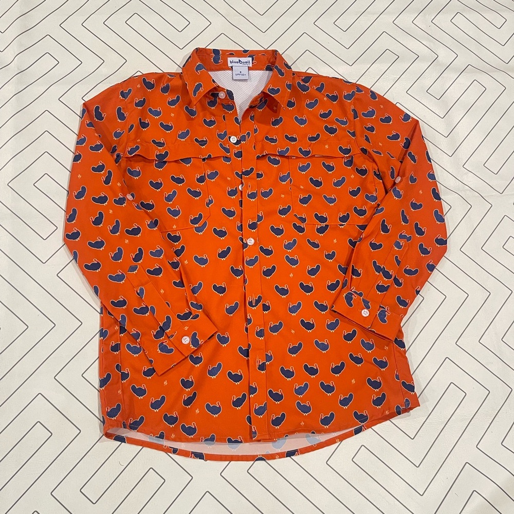 Blue Quail Orange Turkey Longsleeve Button Down